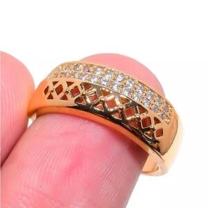 18K Gold 2CT NATURAL White Topaz Diamond Eternity Engagement Wedding Ring